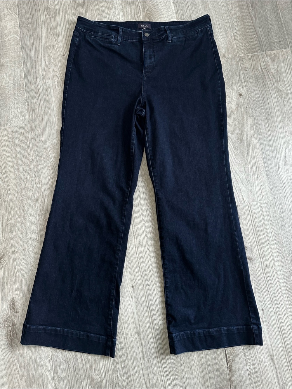 NYDJ Teresa Trouser Jeans Dark Enzyme Wide Leg Plus Size 18 32” Inseam Dark Wash